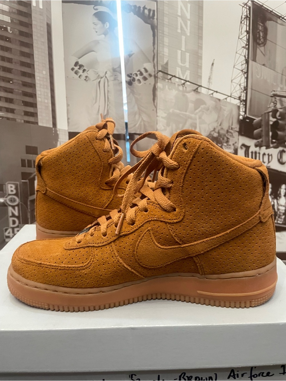 Nike Air Force 1 High Flax Wheat Brown Suede Sneakers Women's Size 7.5 - Picture 11 of 15